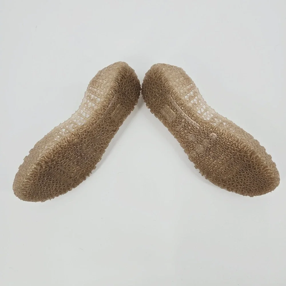 Mini Melissa Campana Papel Gold Glitter Ballet Flat Kids Size 3 EUC